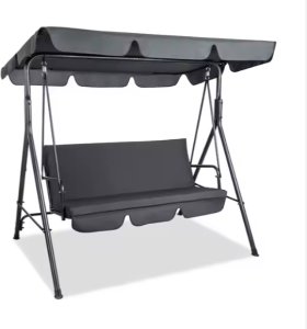 Huśtawka Trzyosobowa Ogrodowa Bujana Poduszki Materac Szara 3