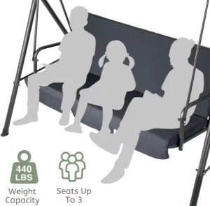 Huśtawka Trzyosobowa Ogrodowa Bujana Poduszki Materac Szara 4