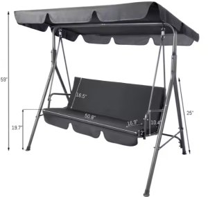 Huśtawka Trzyosobowa Ogrodowa Bujana Poduszki Materac Szara 6