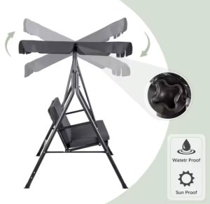 Huśtawka Trzyosobowa Ogrodowa Bujana Poduszki Materac Szara 7