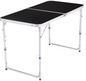 Lean Stół Turystyczny Kempingowy Składany Regulowany Aluminiowy Czarny 120x60cm 3