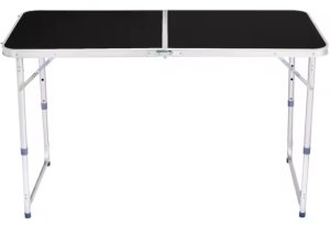 Lean Stół Turystyczny Kempingowy Składany Regulowany Aluminiowy Czarny 120x60cm 4