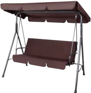 Huśtawka Trzyosobowa Ogrodowa Bujana Poduszki Materac Brązowa 4