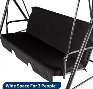 Huśtawka Trzyosobowa Ogrodowa Bujana Poduszki Materac Czarna 6
