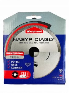 TARCZA DIAMENTOWA DO CIĘCIA NA NA MOKRO Z NASYPEM CIĄGŁYM TDP-125M 125&nbsp;mm WKRĘT-MET KLIMAS 6