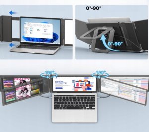 Teamgee Monitor przenośny 15,6" potrójne rozszerzenie 1080P FHD IPS 8