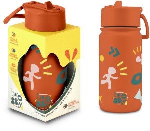 Brosky Pattern Stalowa butelka na wodę w kolorze ceglanym 450ml 2