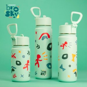Brosky Pattern Stalowa butelka na wodę w kolorze miętowym 450ml 4