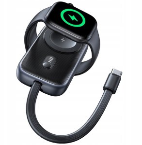 inductive charger for Apple Watch Usams CD245 2-in-1 with 1200mAh powerbank + USB-C cable titanium 4