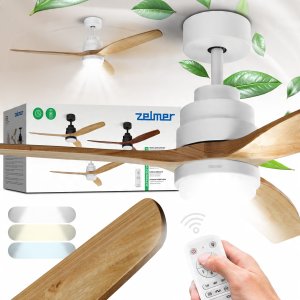 WENTYLATOR SUFITOWY ZCF 7602 40W 132cm LED 18W BUK/BIAŁY 3