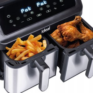 FRYTKOWNICA BEZTŁUSZCZOWA AIR FRYER ELDOM PODWÓJNA 9L DWUKOMOROWA+SUSZARKA 12