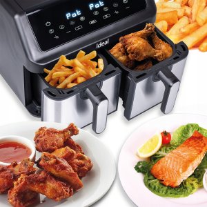 FRYTKOWNICA BEZTŁUSZCZOWA AIR FRYER ELDOM PODWÓJNA 9L DWUKOMOROWA+SUSZARKA 19