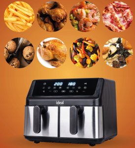 FRYTKOWNICA BEZTŁUSZCZOWA AIR FRYER ELDOM PODWÓJNA 9L DWUKOMOROWA+SUSZARKA 23
