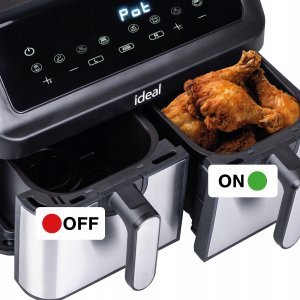 FRYTKOWNICA BEZTŁUSZCZOWA AIR FRYER ELDOM PODWÓJNA 9L DWUKOMOROWA+SUSZARKA 6