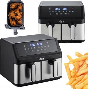 FRYTKOWNICA BEZTŁUSZCZOWA AIR FRYER ELDOM PODWÓJNA 9L DWUKOMOROWA+SUSZARKA 10
