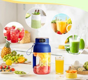 BLENDER KIELICHOWY DO SMOOTHIE KOKTAJLI RĘCZNY BEZPRZEWODOWY PRZENOŚNY 1L 8