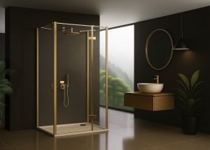 Kabina Prysznicowa Przyścienna Rea Atlas 120x80 Złota Szczotkowana 2