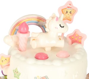 Tort urodzinowy piętrowy do krojenia na rzepy muzyka światła kuchnia 16 elementów różowy 11