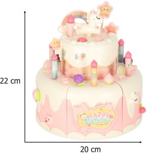 Tort urodzinowy piętrowy do krojenia na rzepy muzyka światła kuchnia 16 elementów różowy 18