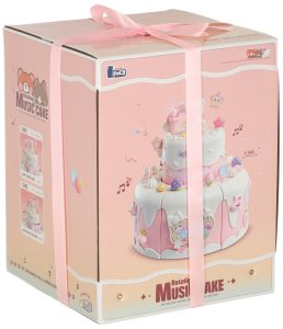 Tort urodzinowy piętrowy do krojenia na rzepy muzyka światła kuchnia 16 elementów różowy 19