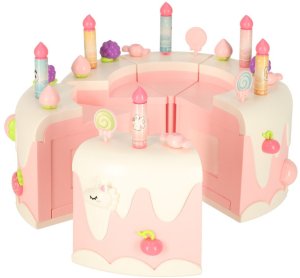 Tort urodzinowy piętrowy do krojenia na rzepy muzyka światła kuchnia 16 elementów różowy 5