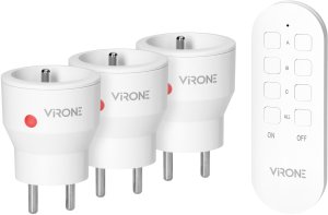 Zestaw bezprzewodowych gniazd MINI Schuko, sterowanych pilotem 3+1, 2300W 2