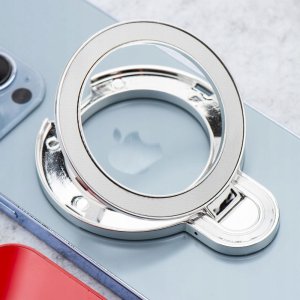 Stojak na telefon CIRCLE MIRROR - naklejany - srebrny 2