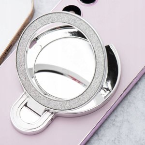 Stojak na telefon CIRCLE MIRROR - naklejany - srebrny 3