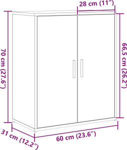 vidaXL Highboard z półką do przechowywania z drzwiami 2 pcs Stare drewno 60 x 31 x 70 cm 11