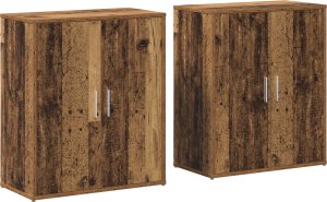 vidaXL Highboard z półką do przechowywania z drzwiami 2 pcs Stare drewno 60 x 31 x 70 cm 2