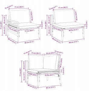 vidaXL Zestaw Sof na Ogród 6 pcs Antracytowy Stal 13