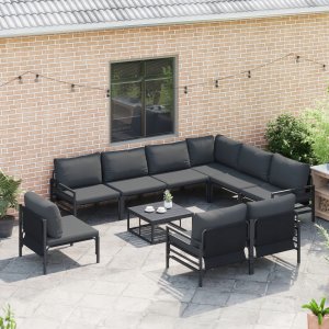 vidaXL Zestaw Sof na Ogród 10 pcs Antracytowy Stal 3