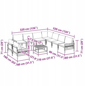 vidaXL Zestaw Sof na Ogród 10 pcs Antracytowy Stal 8