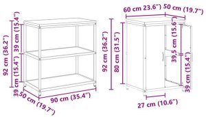 vidaXL Zestaw do przechowywania w kuchni z półką 3 pcs Srebrny 4