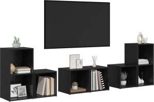 vidaXL Zestaw szafek RTV 6 pcs Czarny Dąb Materiał drewnopochodny 2