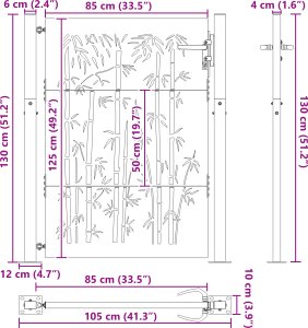 vidaXL Brama ogrodowa Inny Czarny 105 x 125 cm Stal Malowana Proszkowo 2