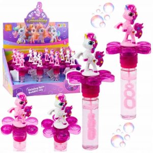 Bańki Mydlane Jednorożec Obrotowy Kwiatek Światło LED 20cm Mix LEAN TOYS 1