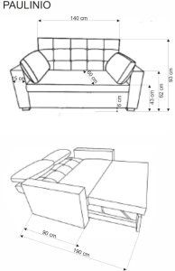 Sofa rozkładana z funkcją spania PAULINIO szara HALMAR 14