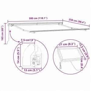 vidaXL Markiza zwijana with Wielokolorowy 300 x 250 cm Tkanina 11