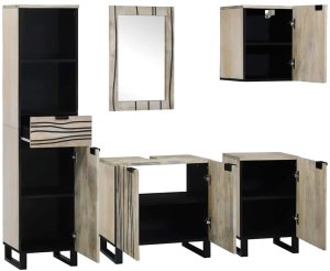 vidaXL Zestaw mebli łazienkowych 5 pcs Orzechowy brąz 38 x 33 x 160 cm 2