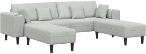 vidaXL Sofa welurowa z poduszką z poduszką 3 pcs Jasnoszary 208 cm Aksamit 4