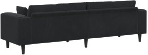 vidaXL Sofa welurowa z poduszką z poduszką Czarny 208 cm Aksamit 2