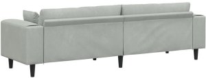 vidaXL Sofa welurowa z poduszką z poduszką Jasnoszary 208 cm Aksamit 2