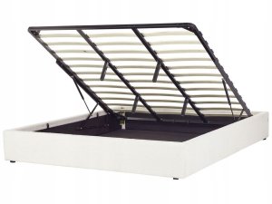 Beliani Łóżko z pojemnikiem boucle w złamanej bieli 180 x 200 cm DINAN 3