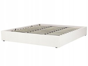 Beliani Łóżko z pojemnikiem boucle w złamanej bieli 180 x 200 cm DINAN 4