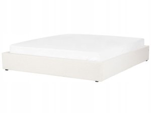 Beliani Łóżko z pojemnikiem boucle w złamanej bieli 180 x 200 cm DINAN 5