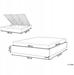 Beliani Łóżko z pojemnikiem boucle w złamanej bieli 180 x 200 cm DINAN 10