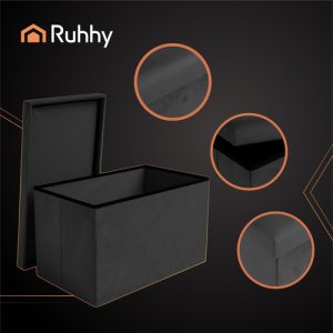 Ruhhy Pufa welurowa czarna 60x30x30 cm 25995 5