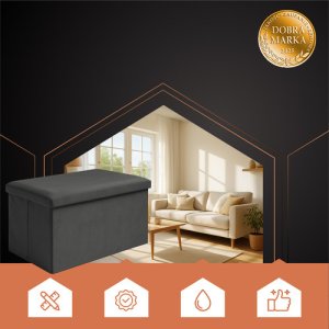 Ruhhy Pufa welurowa czarna 60x30x30 cm 25995 6