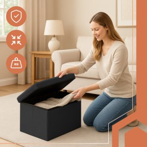 Ruhhy Pufa welurowa czarna 60x30x30 cm 25995 8